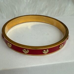 COACH Gold and Red Heart Bangle Bracelet